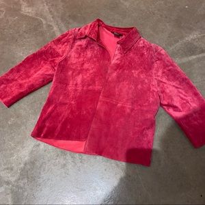 Pink Suede 3/4 Sleeves Vintage Blazer #GE8